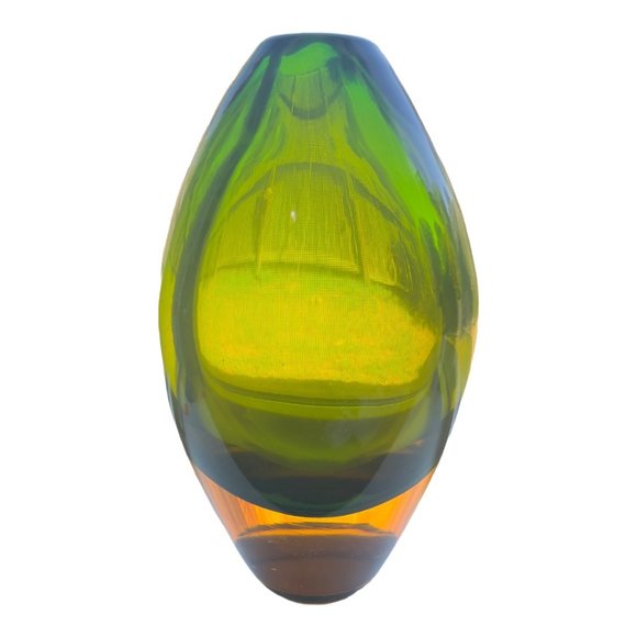Murano Sommerso Vintage Green and Amber Glass Vase by Flavio Poli Seguso 1665-66 - Picture 4 of 10